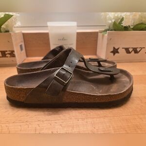 Birkenstock Gizeh Tong Sandals Bronze Birko-Flor Womens Size 37